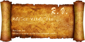Rácz Vitális névjegykártya
